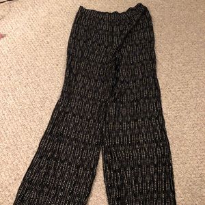 wide leg black and white side slit pants